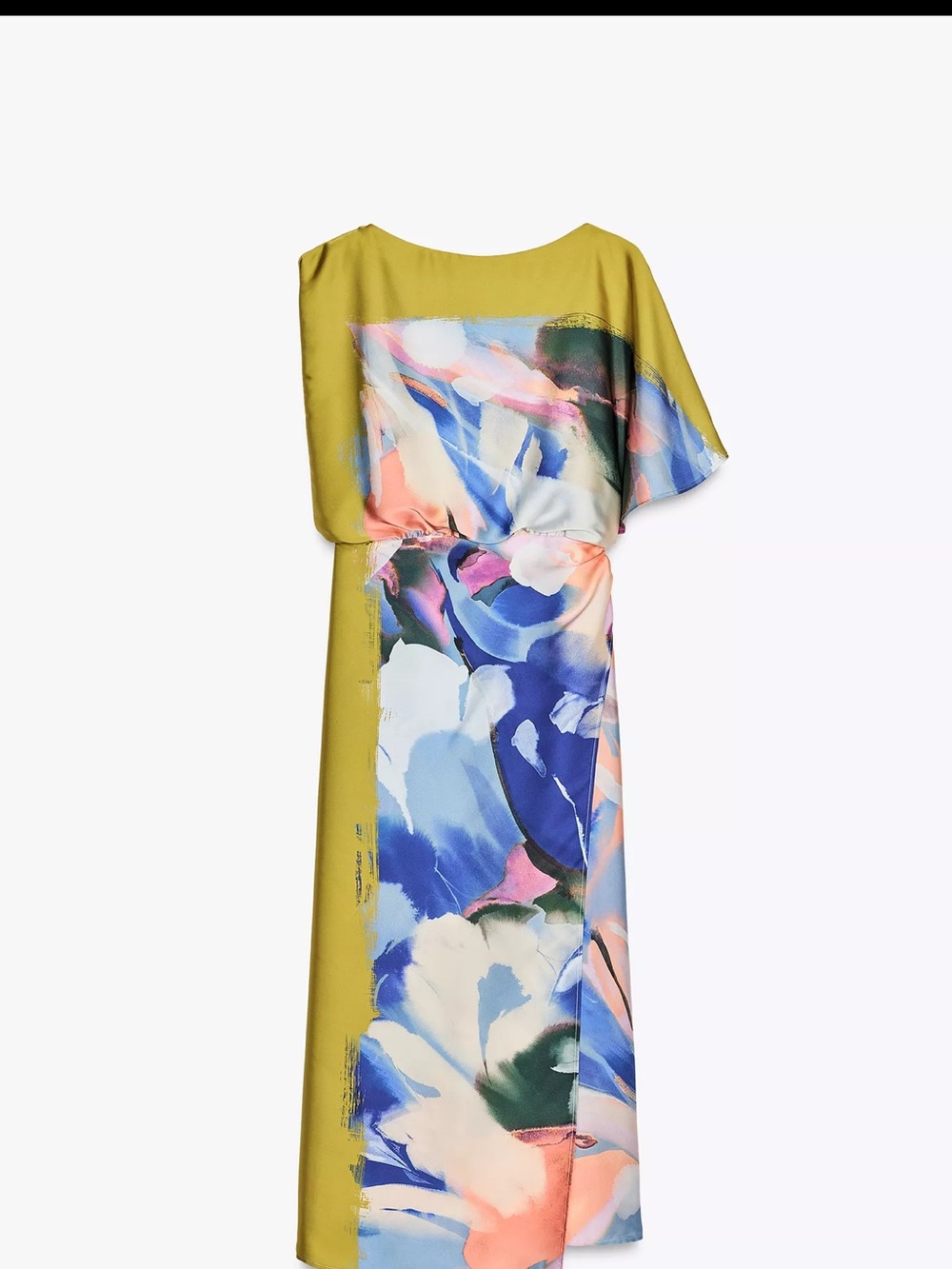 Zara Olive & Multicolor Abstract Floral Midi Dress - Picture 5 of 5